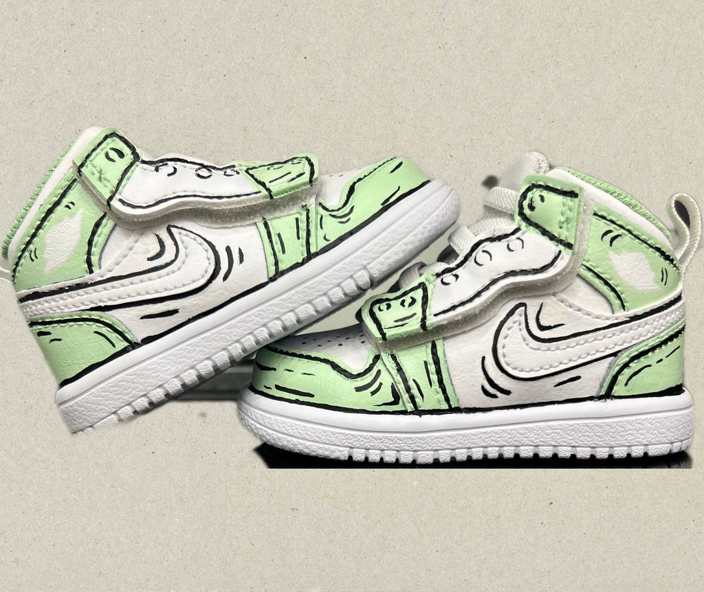Jordan 1 mid green cartoon