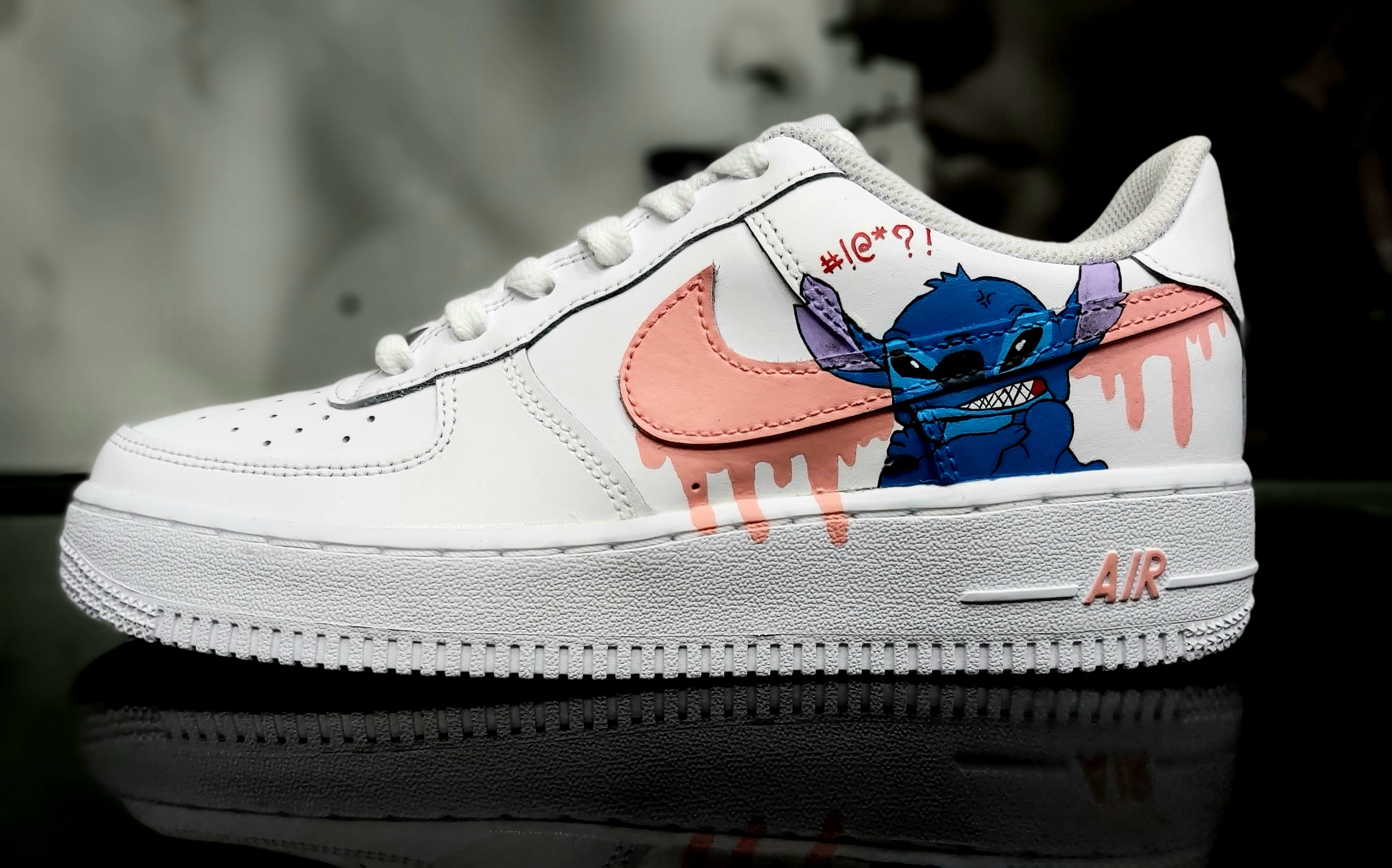 Af1 runny swoosh with Stitch