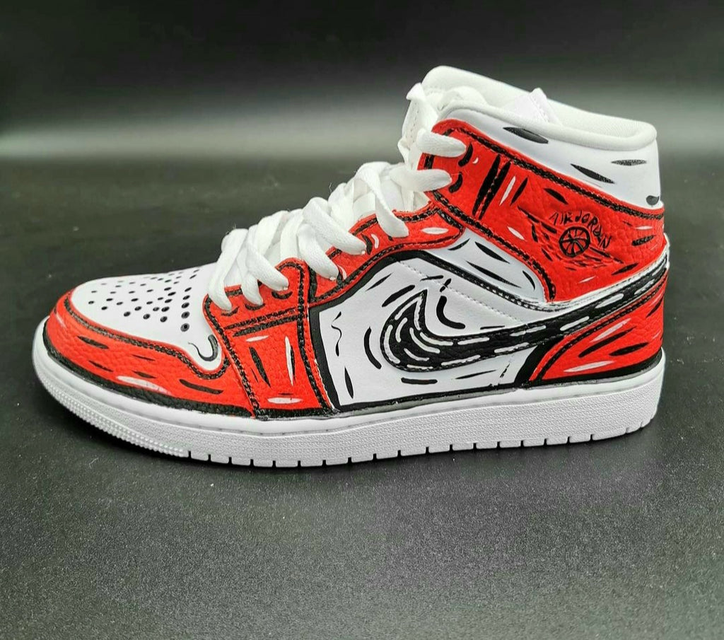 Air jordan1 mid red cartoon custom